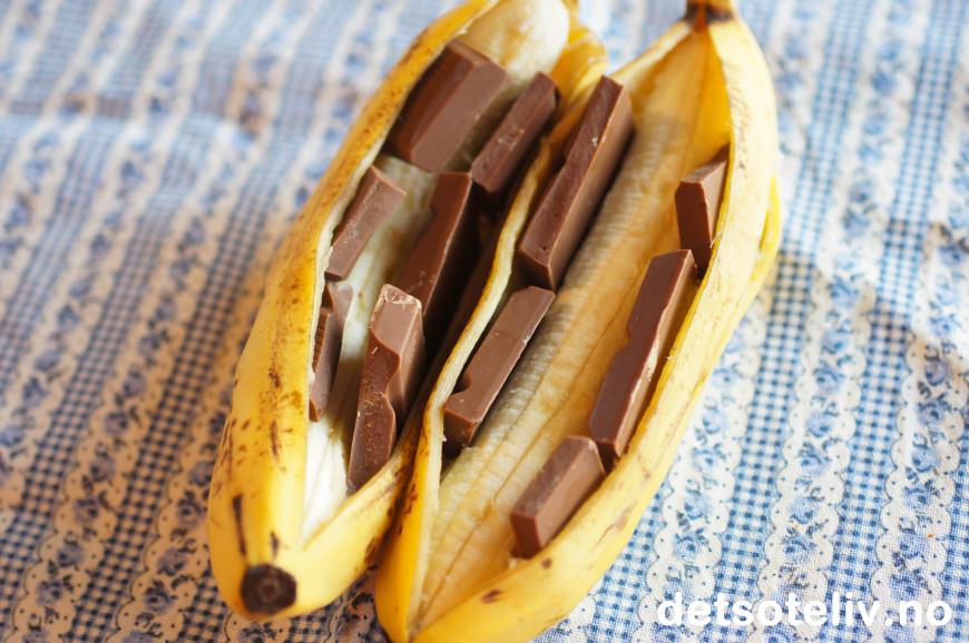 Grillet Banan Med Sjokolade | Det Søte Liv